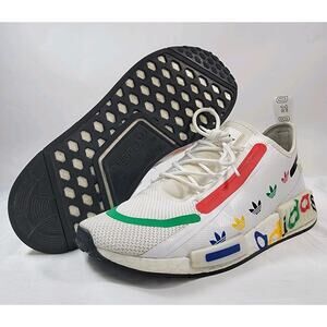 Adidas NMD R1 Mens Size 10 White Multi Trefoil Boost GY8064 Running Sneakers